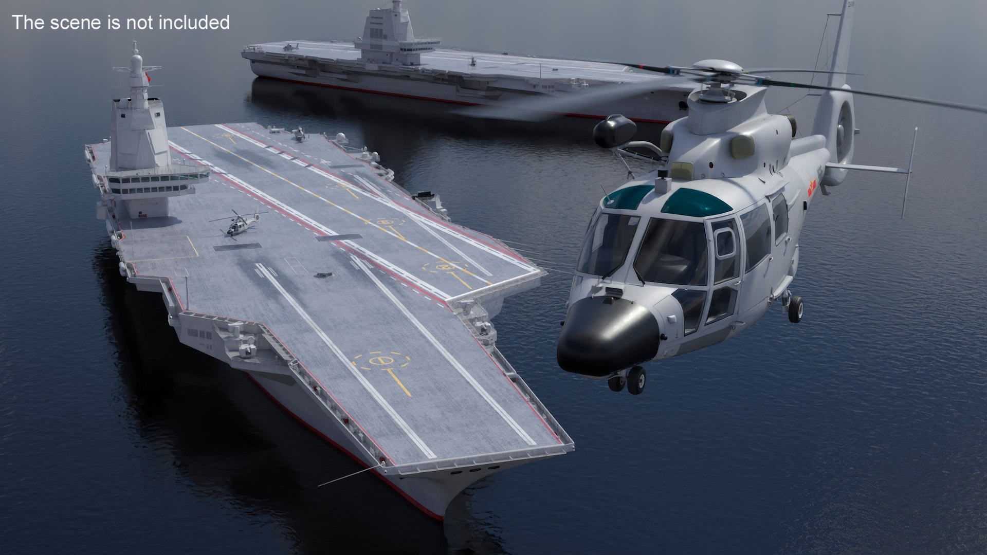 Chinese Type 003 Aircraft Carrier And Harbin Z 9 Model - TurboSquid 2369077