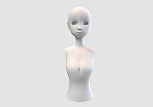 3D cartoon female torso