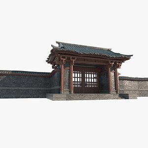 Asian Ancient Architecture Courtyard Gate 3D model