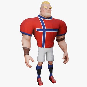 Stylized Erling Haaland Norwegian Soccer Football Player Fully Rigged Character 3D