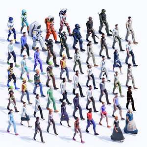 Low Poly People Compilation - Animated and Rigged 3D model