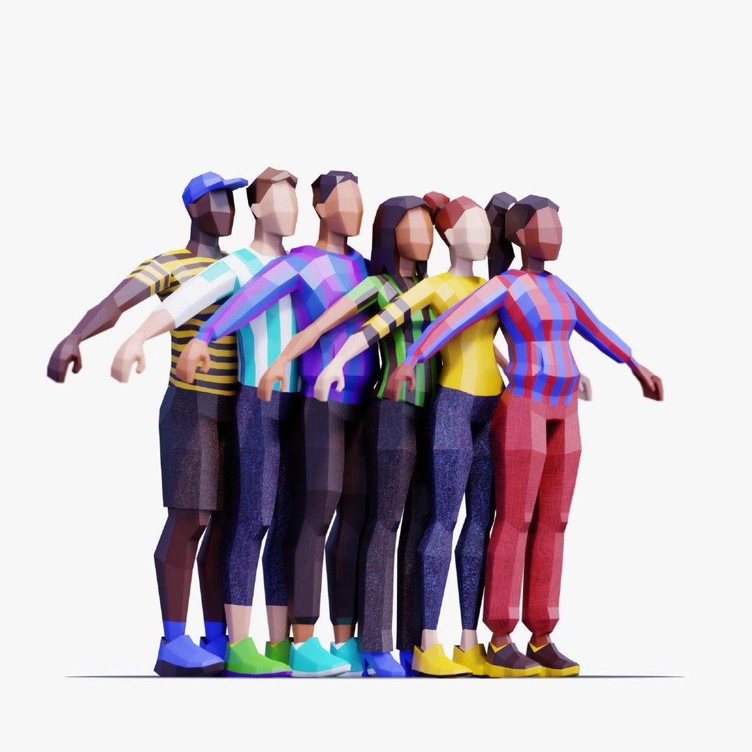 Low Poly People Compilation - Animated And Rigged 3D Model - TurboSquid ...