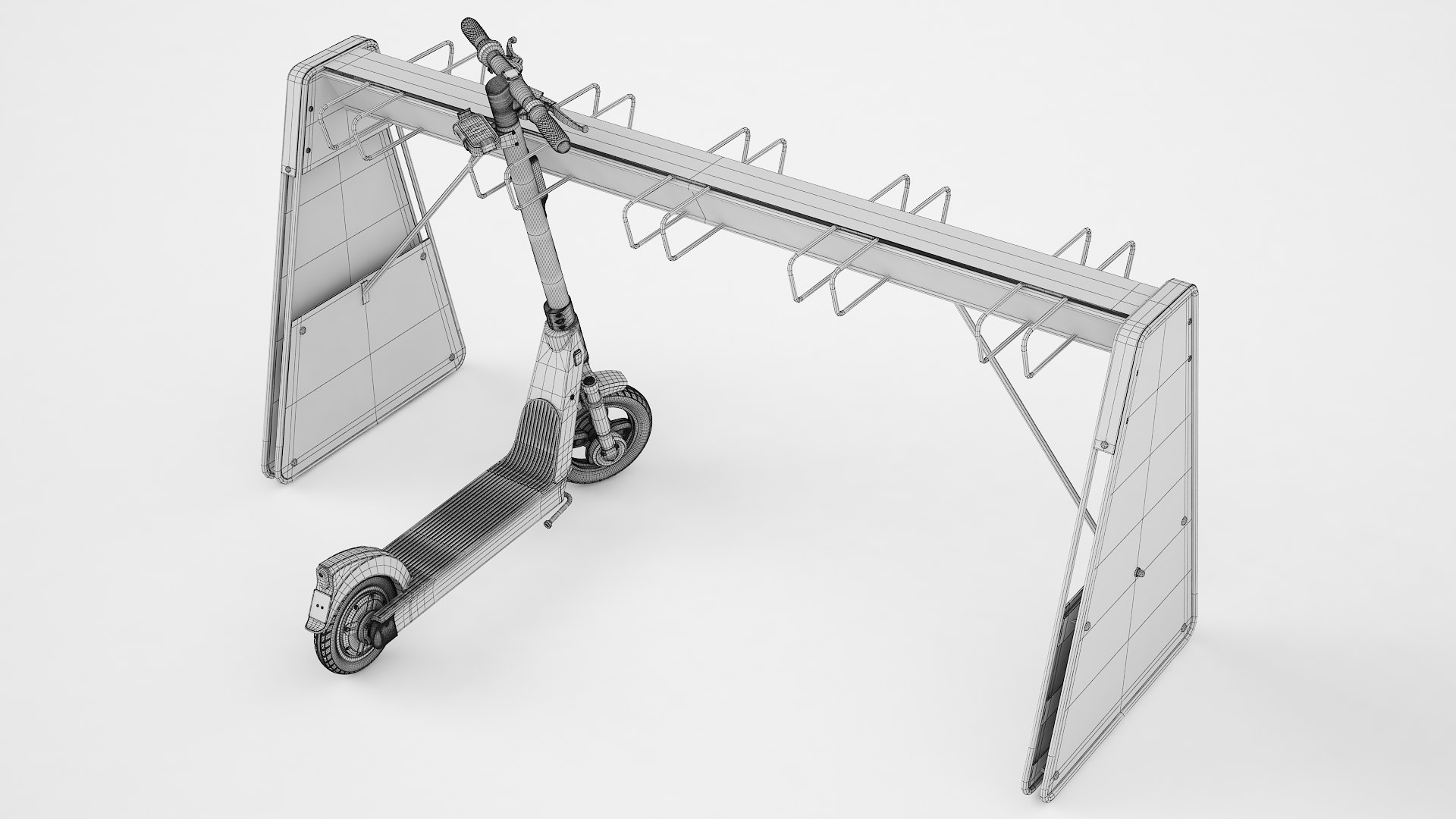 3D Scooter Parking Rack With Electric Scooter 06 Model - TurboSquid 2028175