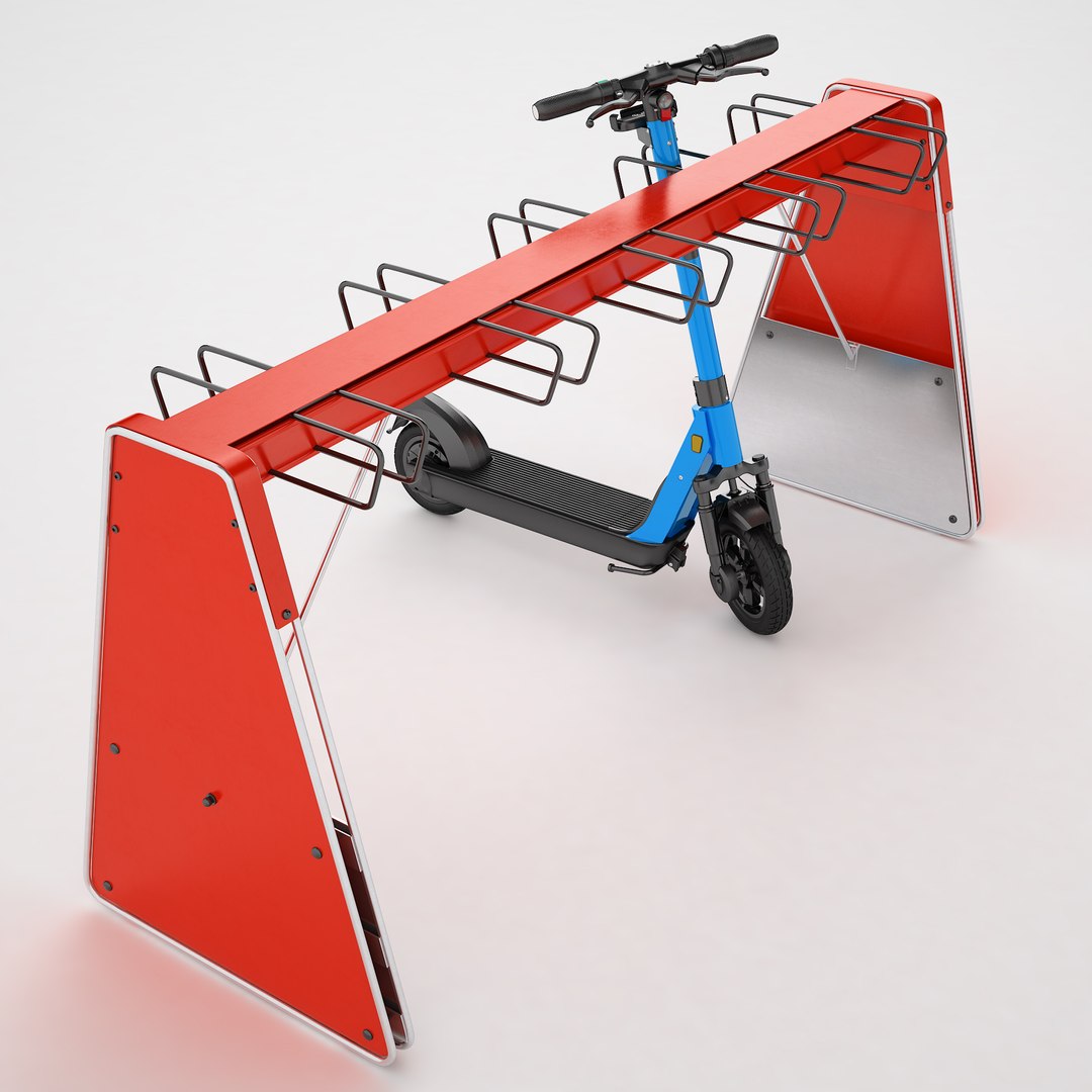 3D модель Scooter Parking Rack with Electric Scooter 06 - TurboSquid ...