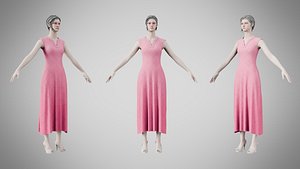 Dress 44 Tickle Me Pink With Design 3D model