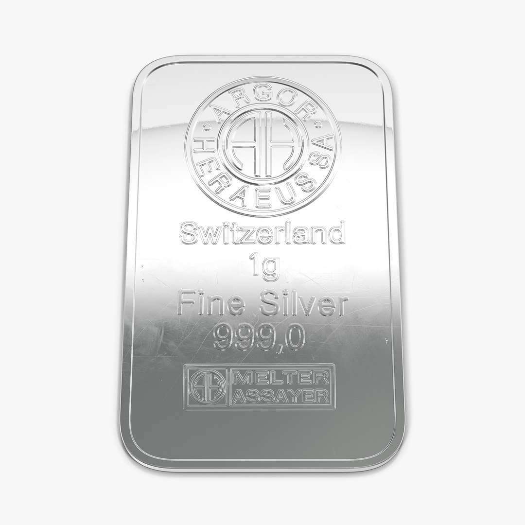 Silver Bar 1g 3D Model 3D model preview