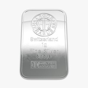 3d model silver bar 1g
