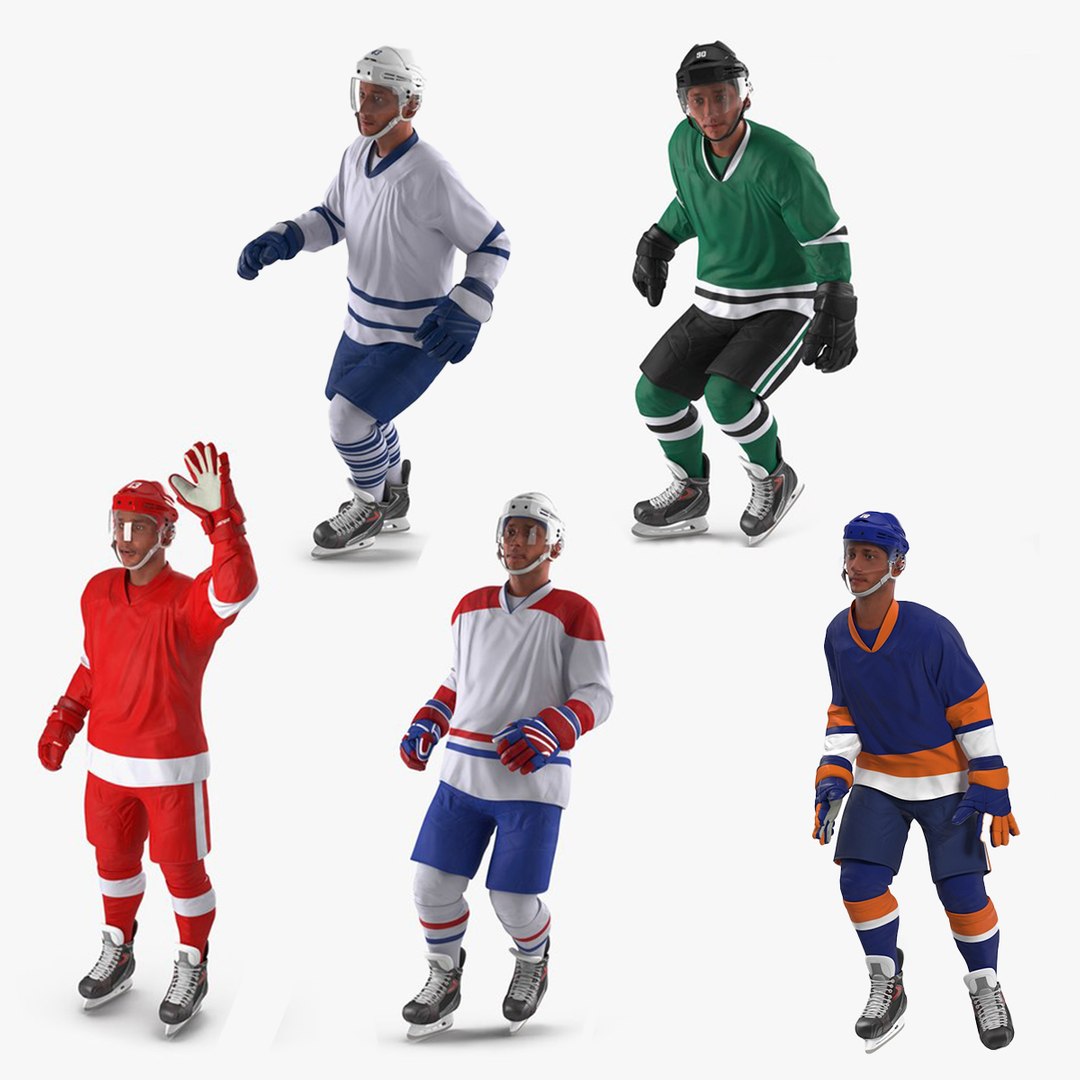 Generic Hockey Players Rigged Collection 3D model preview