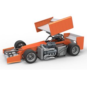 Supermodified front engine Winged race car V3 Scale 1 to 25 3D model