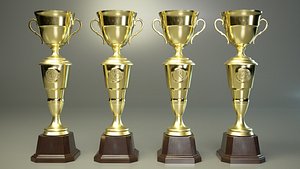 3D Winner Cup Set PBR model