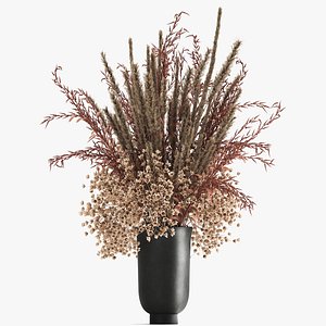 3D Bouquet of dried flowers in a vase 164