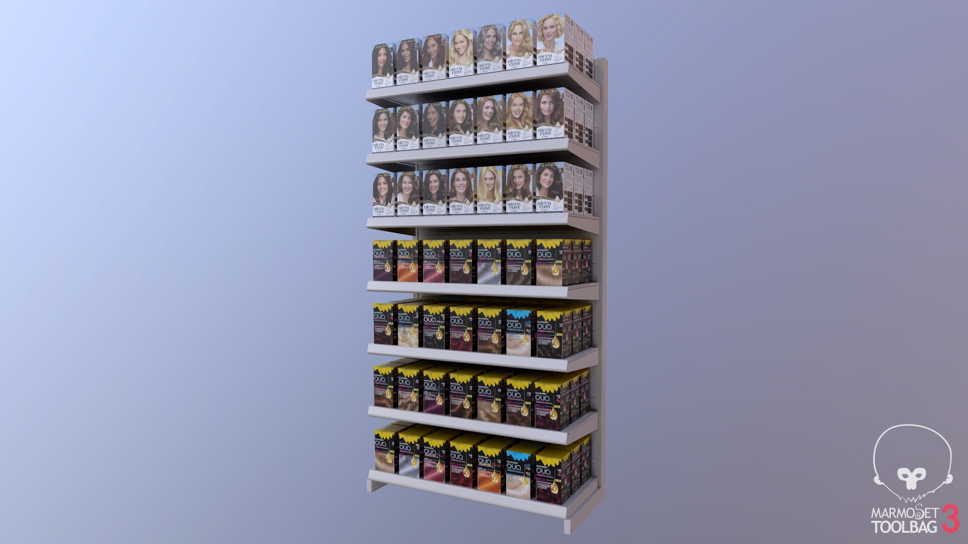 Supermarket Shelf Hair Dye 3D https://p.turbosquid.com/ts-thumb/US/rWZLAB/32/screenshot689/png/1648936203/1920x1080/fit_q87/a15a9ba0bcdfabd4668c8d4179af97d4bada6b66/screenshot689.jpg