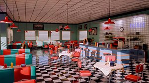 3D American Diner Scene