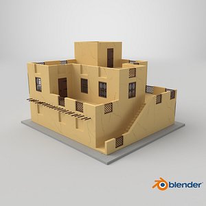 Cartoon Two Levels Arabian Style House 3D model