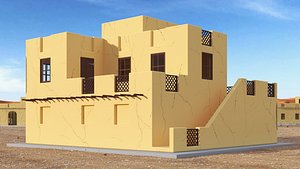 Cartoon Two Levels Arabian Style House