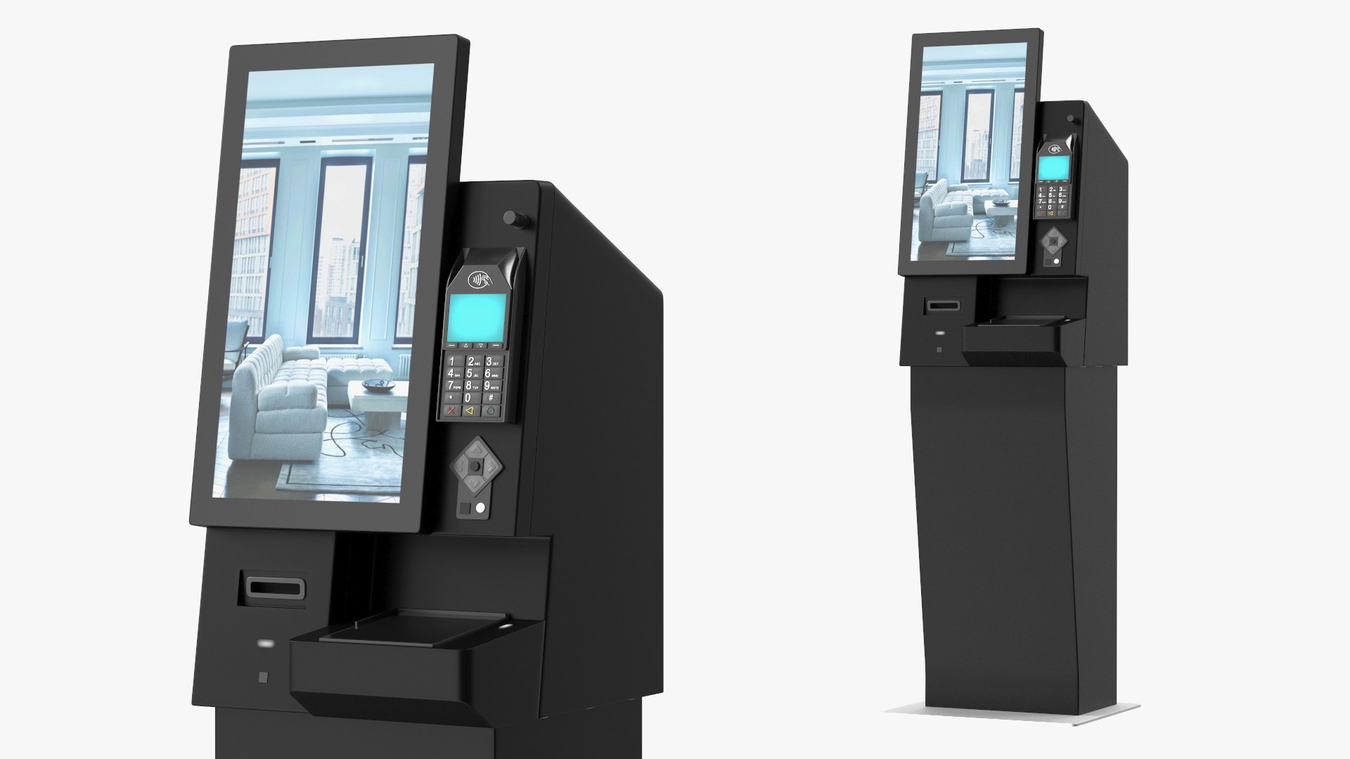 Self Service Hotel Kiosk Black 3D model preview