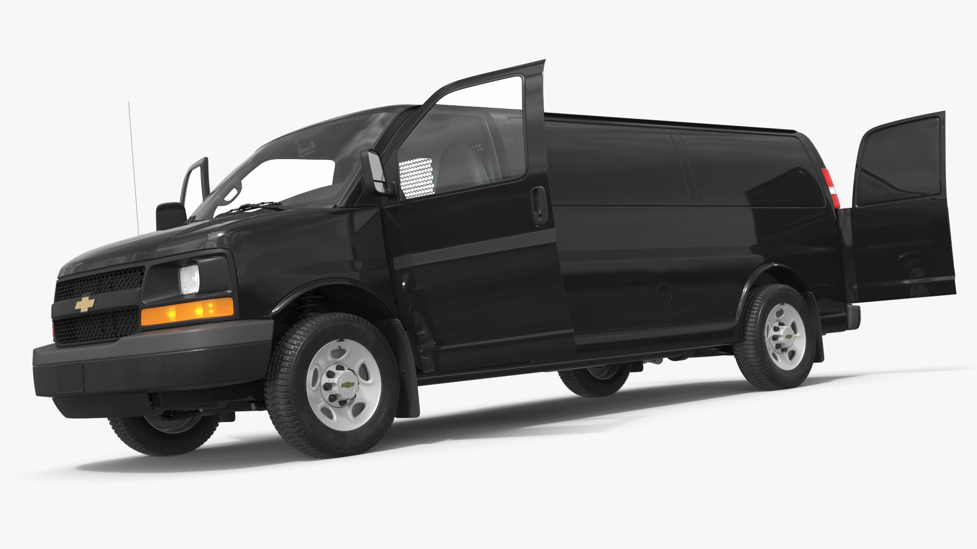 Utility Cargo Van Chevrolet Express 2016 Black Rigged 3D model preview