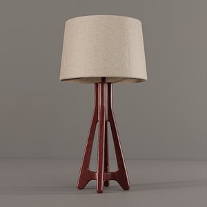 Modern Wooden Tripod Floor Lamp PBR 3D model