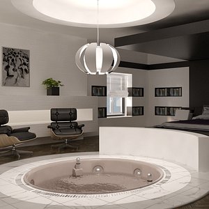 3D bedroom interior bed
