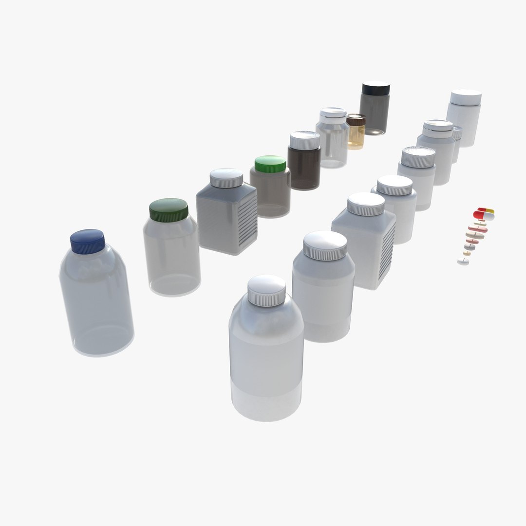 set of pill bottles 3D model https://p.turbosquid.com/ts-thumb/UT/Dleoz9/Cx/preview2/jpg/1750074802/1920x1080/fit_q87/0cf810635c650da19a3d5e448224ca5de8ca3aee/preview2.jpg