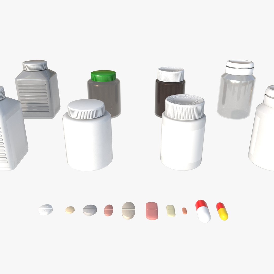 set of pill bottles 3D model https://p.turbosquid.com/ts-thumb/UT/Dleoz9/b0/preview4/jpg/1750074802/1920x1080/fit_q87/3f29de7f18c2db5511b2d77398844d16e4469914/preview4.jpg