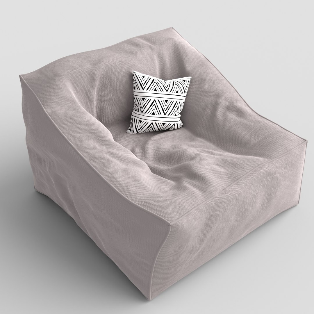 Bean Bag Square Chair With Pillow 3D Model TurboSquid 1832748