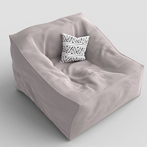 Bean bag square chair with pillow 3D model