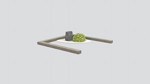 Japanese Zen Garden Stone Arrangement 3D Model