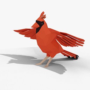 Cardinal Bird Lowpoly Rigged 3d model