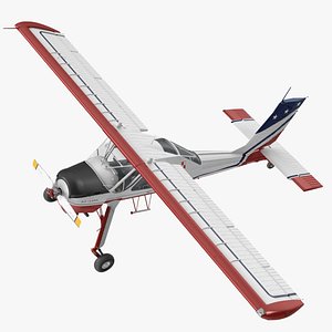 3D Motor Airplane PZL 104 Wilga Flag Color model