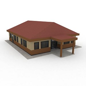 3D model Low Poly House 3D Model with FBX  Editable PSD Textures