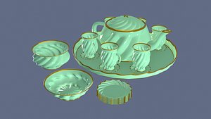 Green Porcelain Tea Set 3D model