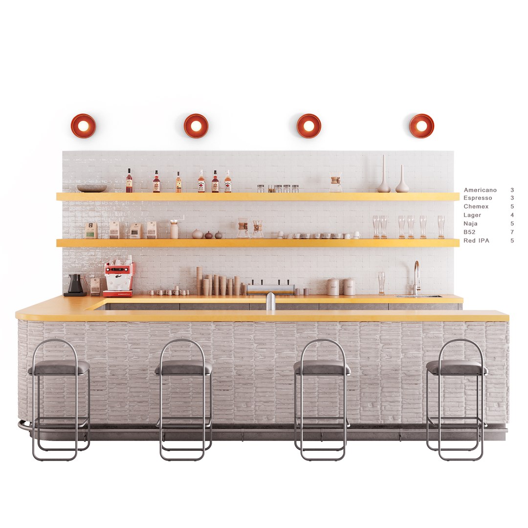 Bright Bar Counter 3D Model - TurboSquid 2219404