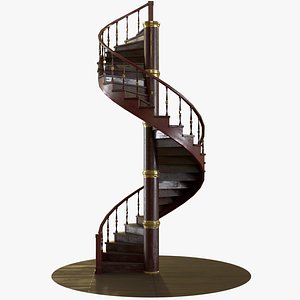 Antique Spiral Staircase Red - PBR 3D model