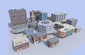 20 low poly buildings pack