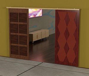 Sliding Door MDF Kit Geometric Inserts 3D model