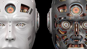 futuristic robot head 2 3D model