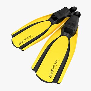 swim fins 2 yellow 3d c4d