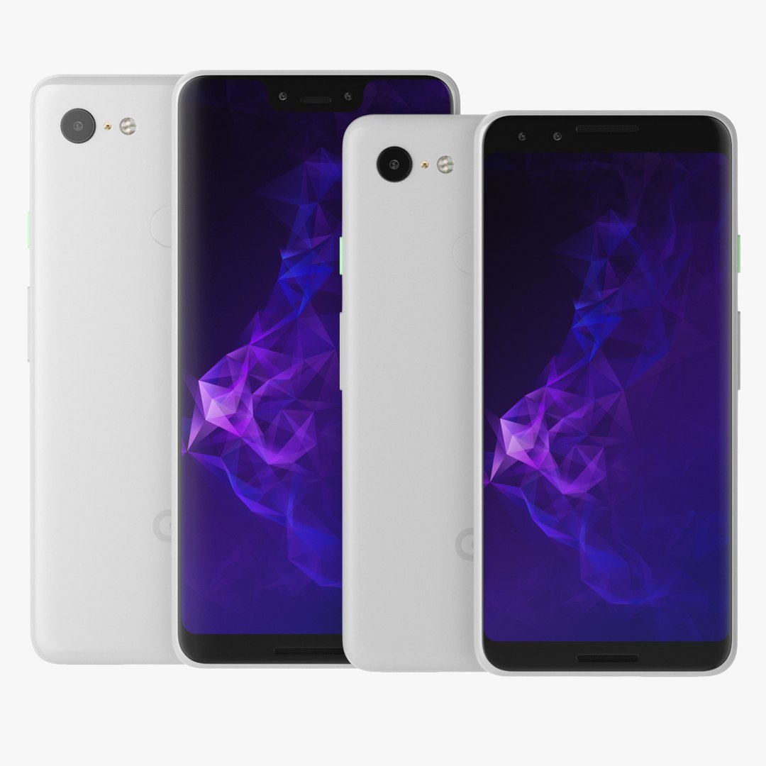 Google Pixel 3 and Pixel 3XL Smartphone White 3D Model 3D model preview