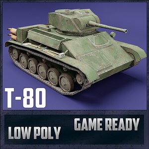 3D model t-80 tank ussr toon