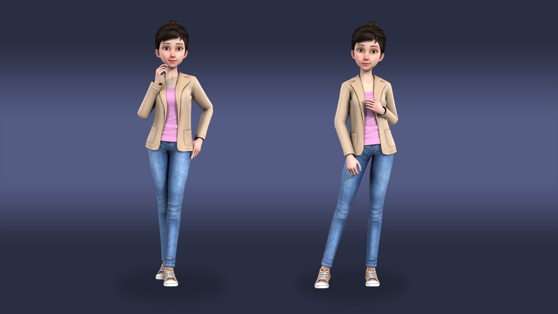 3D Cartoon Woman model https://p.turbosquid.com/ts-thumb/UV/23yZ8d/zp/b04/jpg/1690356944/1920x1080/fit_q87/b66f04125962f6d3eb2690b51dc5a5e0f9759d26/b04.jpg