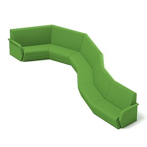 long green waiting sofa 3D model
