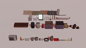 3D city assets cyberpunk