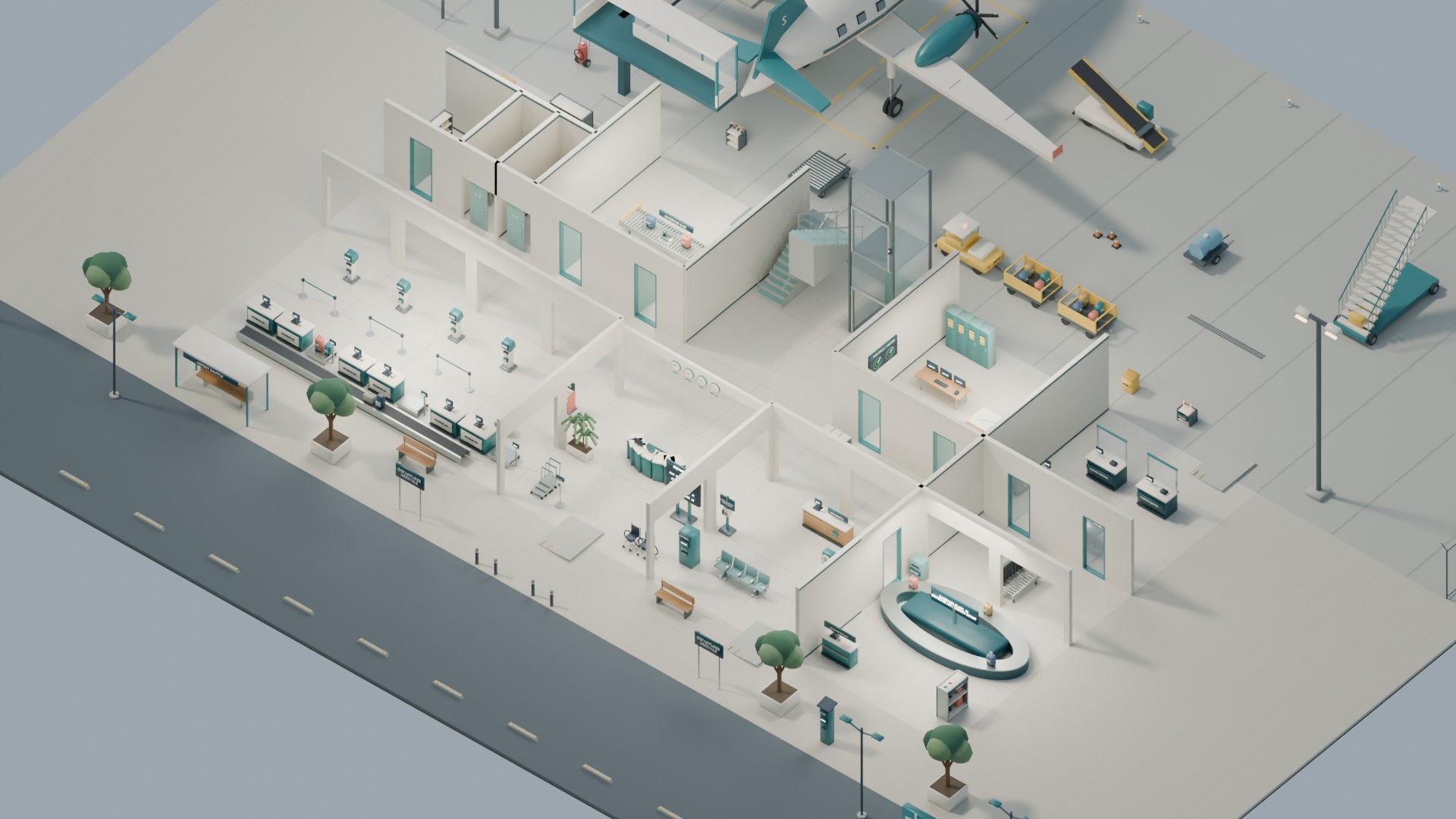 Stylized Regional Airport Terminal with ATC Tower Jetbridge Turboprop 3D https://p.turbosquid.com/ts-thumb/UV/QyK6Xs/4M/packoverviewground/png/1793301343/1920x1080/fit_q87/5666d7fbe1de4615bcea3a8812cf221b3d02f246/packoverviewground.jpg
