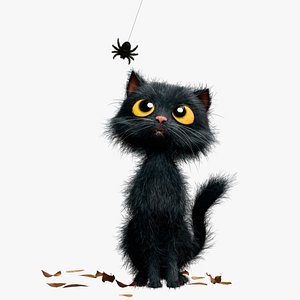 3D model Cute Black Cat - Animated