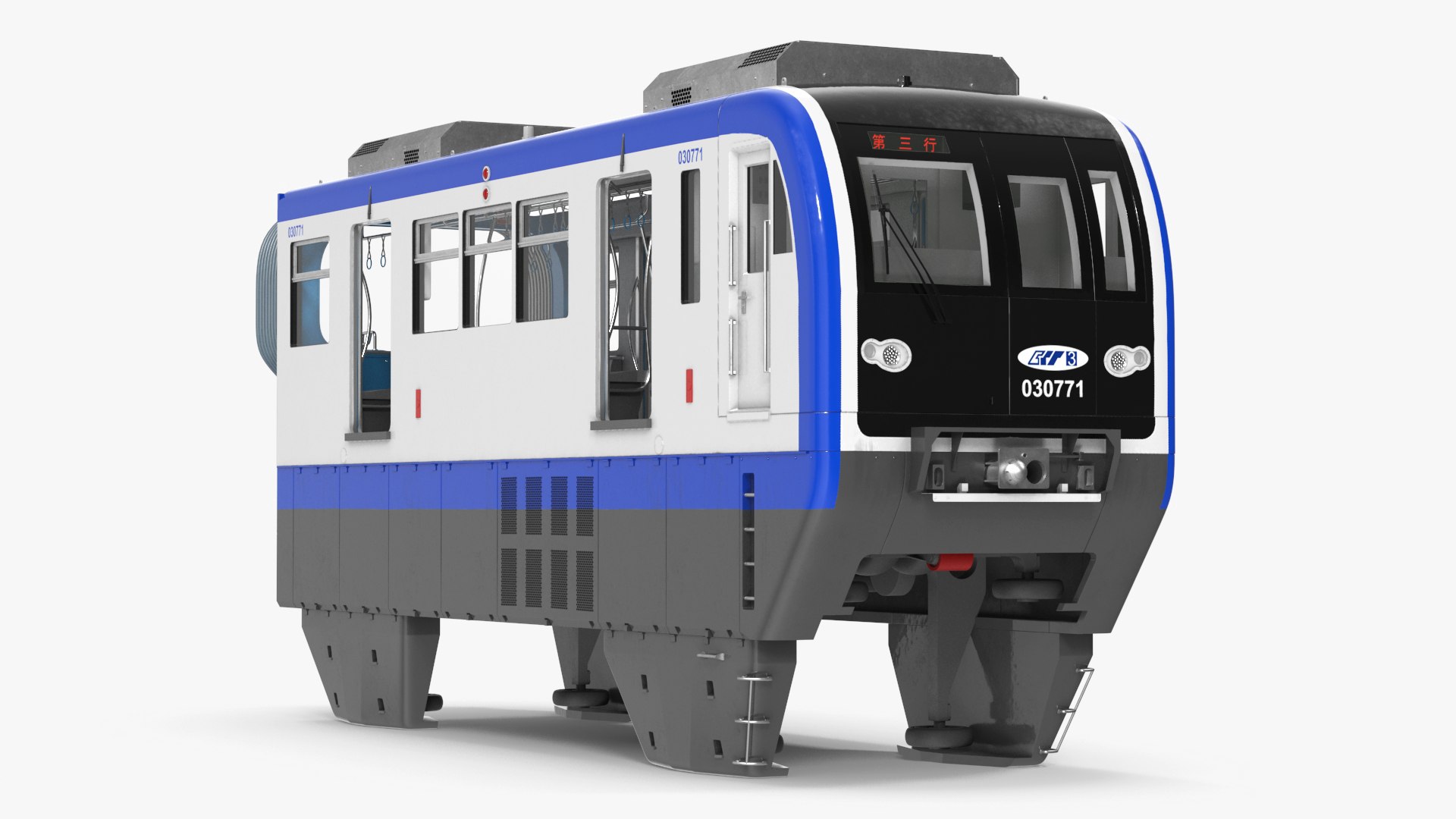 Chongqing Monorail Train Head Car Rigged 3D model preview