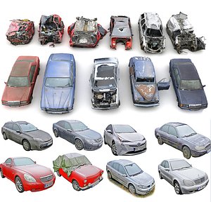 3D car apocalypse wreck pack