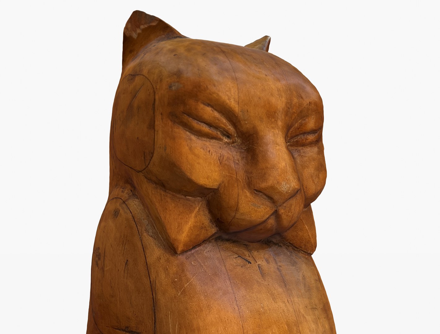 3D Model Hand Carved Wooden Cat Statue - TurboSquid 2184000