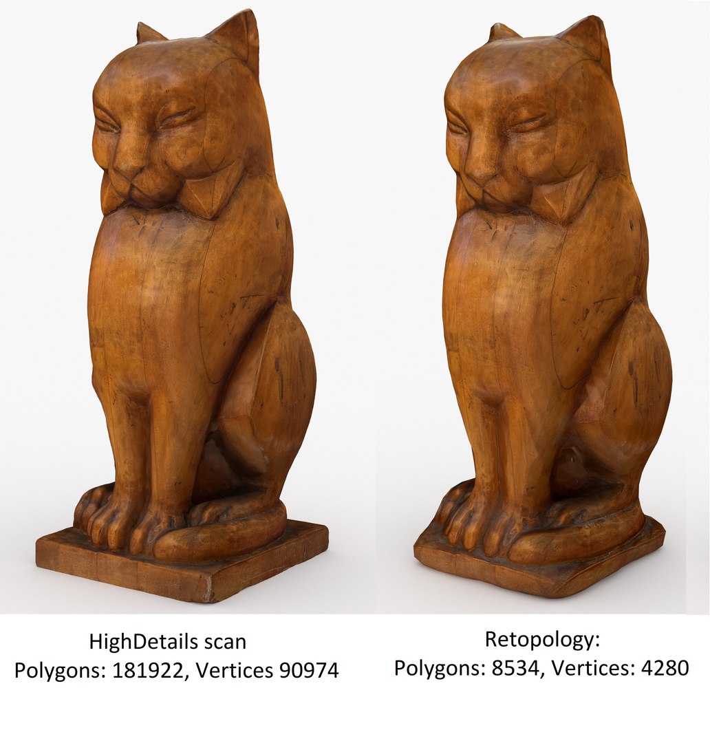 3D Model Hand Carved Wooden Cat Statue - TurboSquid 2184000