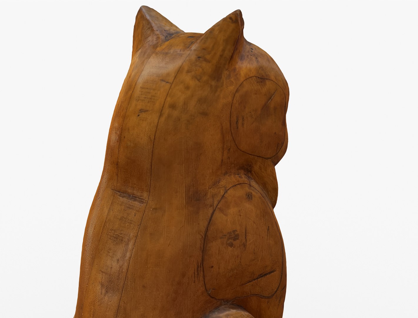 3D Model Hand Carved Wooden Cat Statue - TurboSquid 2184000